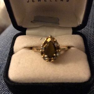 Gold plated tigers eye ring. Size 7